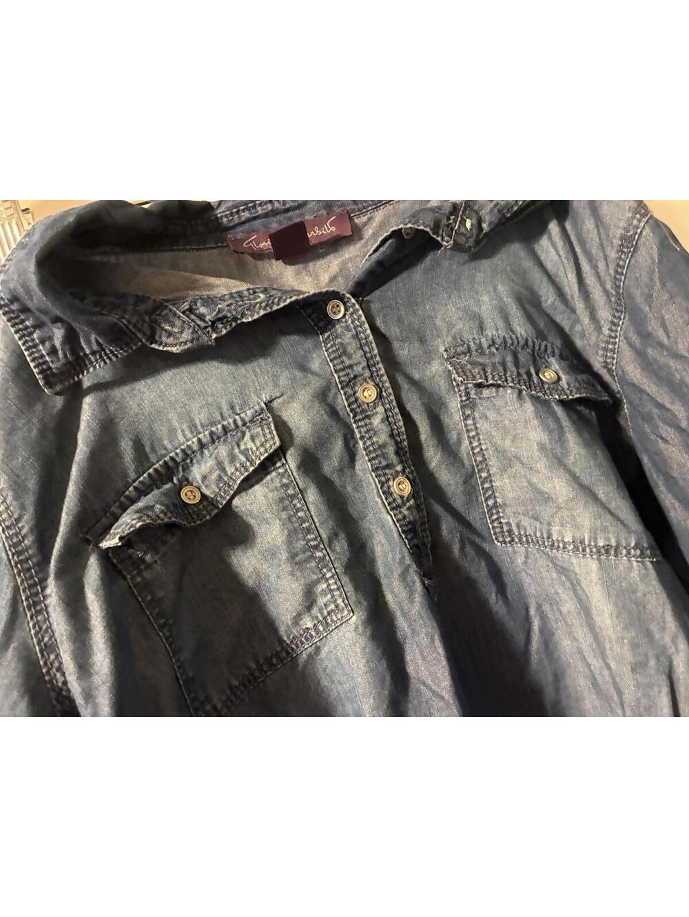 Gloria Vanderbilt "Ashleigh" Chambray Denim Shirt Dress - Size Large - Picture 3 of 7